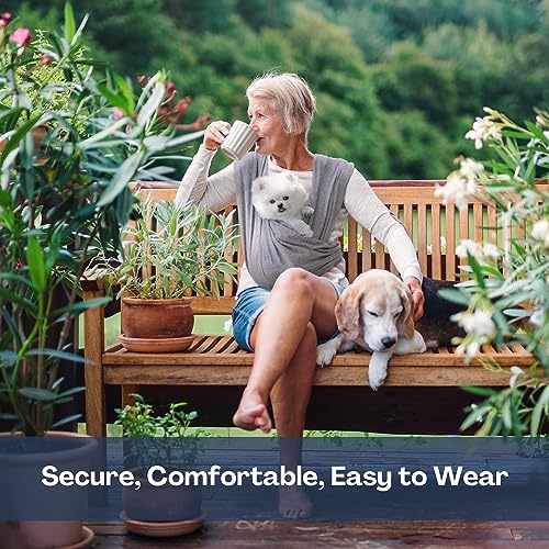 Small Dog Sling Carrier, Hands-Free, Heather Gray, Plus | Patented Front Carrier Reduces Back and Neck Strain; Adjustable, Soft Cotton, 3D Air Mesh for Puppies & Cats up to 20 lb - color: Light Heather Gray, size: Plus