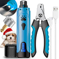 Dog Nail Grinder, Dog Nail Trimmers and Clippers Kit, Super Quiet, Rechargeable, for Small Large Dogs Cats Toenail Claw Grooming,3 Speeds - color: Lake Blue