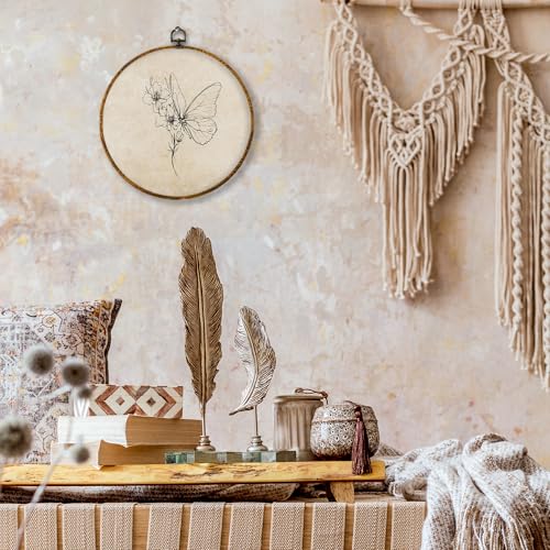 shiviody Neutral Butterfly Canvas Wall Art Decor, Rustic Butterfly Wall Decor, Vintage Black and Beige Butterflies Sketch Round Hanging Frame Prints Decorations for Farmhouse Bathroom 10"x10" - color: Animals-15