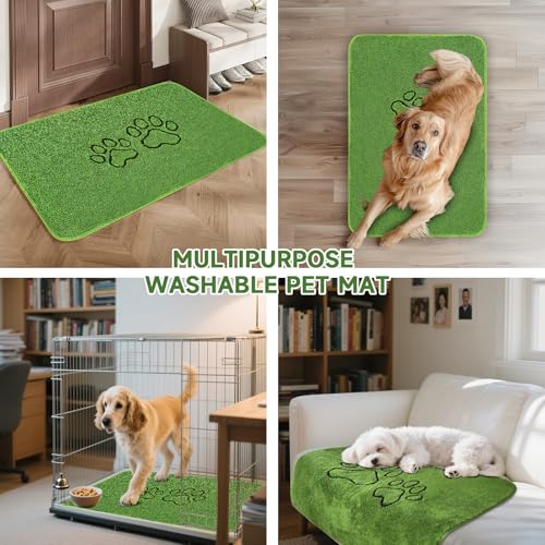 Homimp Guinea Pig Cage Liners, 2 Pack Washable Small Animal Bedding, Fast and Super Absorbent Mat for Small Animal Rabbit Bunny Hamster, Green Long Wool Fake Grass for Potty Training, Green 24"×44" - size: 24"x47"(Pack of 2)