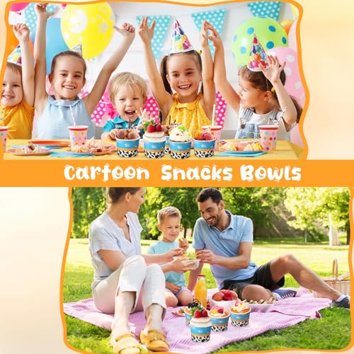 Jingmore 100 Pcs Ice Cream Paper Cups Bulk 8 oz Disposable Dessert Bowls for Hot or Cold Food Snack Treats Gift for Birthday Summer Party Favor Decoration(Cartoon) - style: Cartoon