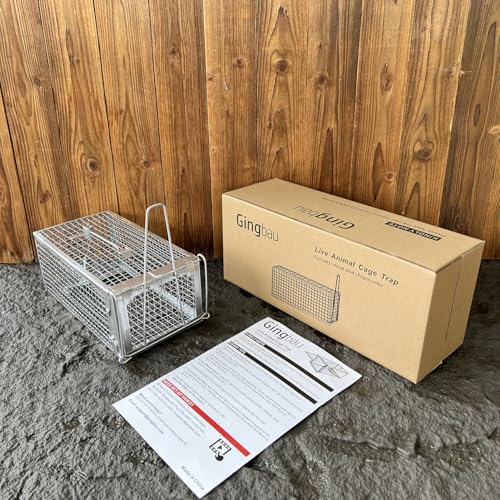 Gingbau Rat Chipmunk Trap Humane Live Mouse Vole Cage Trap - color: Silver