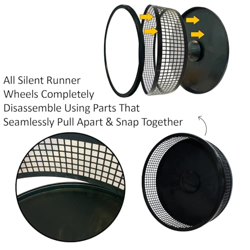 Silent Runner Pro | Sugar Glider Exercise Wheel (Black with Attachment) - color: Black with Attachment
