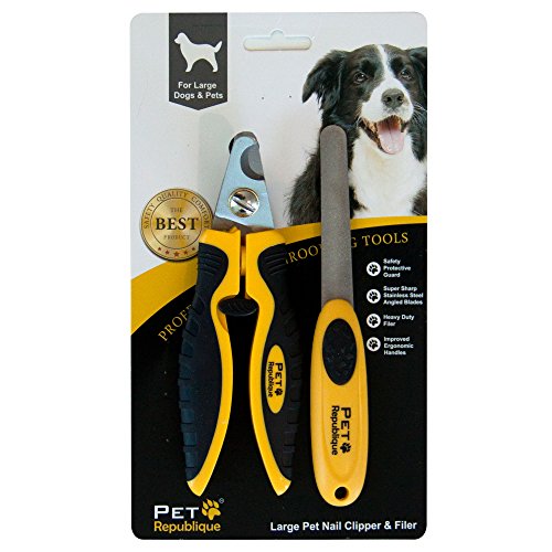 Dog Nail Clippers - Puppy, Large Bird Claws Nails Trimmer Tool – Sharp and Durable Angled Blades with Protective Guard - Size Large with Filer