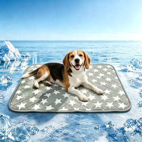 Cooling Mat for Dog 20x30in | Breathable Arc-Chill Cooling Fabric,Endothermic Color Changing,Visually display the cooling operation status on the surface - color: Gray Star, size: 20x30in