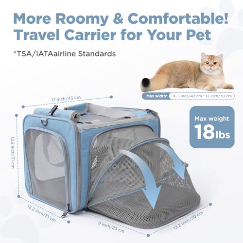 Small Dog Carriers Airline Approved,Blue Cats Travel Bag,Personality,Expandable,Ventilated,Sturdy Pets Carriers Rabbits Bunny Puppies Cage Small Animals Outdoor Carry Kennel - color: Blue