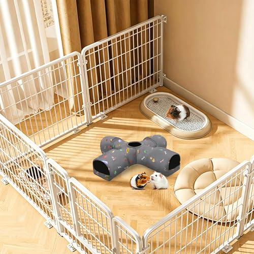 4-Way Small Pet Tunnel with Top Cave, Collapsible Interactive Hideout Tunnel for Hamster, Guinea Pig, Gerbil, Chinchilla, Dwarf Rabbit & Other Small Animals - color: Standard 4-Way