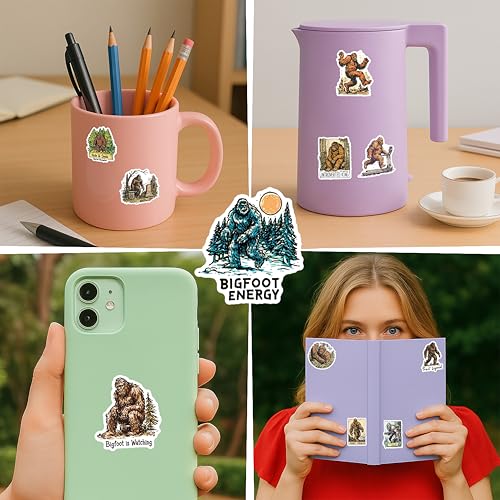 100 PCS Bigfoot Stickers Pack – Waterproof Bigfoot Decals for Water Bottles, Laptops, Phones, Notebook, Cars – Cool Vibrant Graphics for Bigfoot Enthusiast - color: Bigfoot