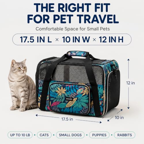BAGLHER Pet Travel Carrier for Small Medium Cats & Dogs, Airline Approved Soft Sided - color: Hawaii