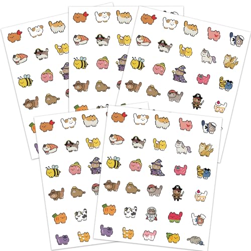 TheClover 150Pcs Creative Cat Sticker Set - Funny Food & Costume Kitty Decals, Quirky Designs with Sushi, Astronaut, Unicorn & More, Waterproof Self-Adhesive for Laptop, Water Bottle, Journal - style: Creative Cat Sticker Set