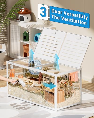 BUCATSTATE Hamster Cage 3.0, Large Hamster Enclosure (47in, White) | 7.8 ft² Small Animal Habitat with Deep Bedding Space for Hamster Enrichment, Stackable Aluminum Frame, Front & Top Access - color: White, size: 47.0"L x 23.6"W x 25.5"H