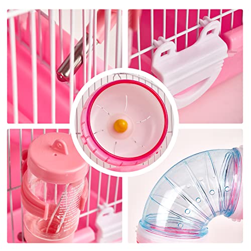 Hamster Cages, A Wire Rat Cage with a Large Space for Dwarf Hamsters, Guinea Pig, Gerbils, Mouse or Other Small Animal Cage. - color: Pink