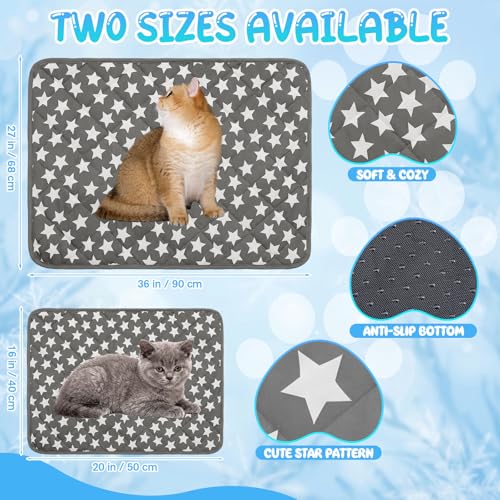 2 Pack Cat Cooling Mat 16" x 20" Self Cooling Pet Dog Pad with Color Changing Star Pattern Portable Washable Summer Rug for Cat Puppy Non-Slip Mat for Crate Indoor - size: 16" X 20"