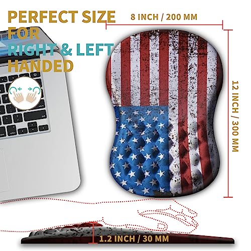 Hokafenle Ergonomic Mouse Pad Wrist Support with Massage Design, Wrist Rest Pain Relief Mousepad with Memory Foam&Non-Slip PU Base, Mouse Pads for Wireless Mouse & Desk (12x8 inch,USA Flag) - color: HK010-USA Flag