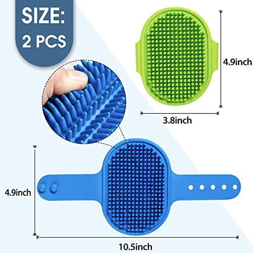 Dog Grooming Brush, Lilpep Pet Shampoo Bath Brush Soothing Massage Rubber Comb with Adjustable Ring Handle for Long Short Haired Dogs and Cats (Blue+Green, pack of 2) - color: Blue+Green, size: Pack of 2 - Standard Brush