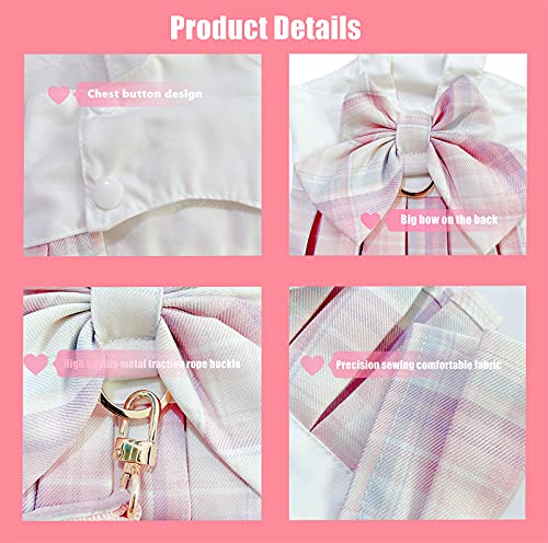 Dog Dress,Dog Harness and Leash Set,Puppy Cat Bunny Rabbit Clothes for Small Large Dogs Dresses - color: Pink, size: X-Small