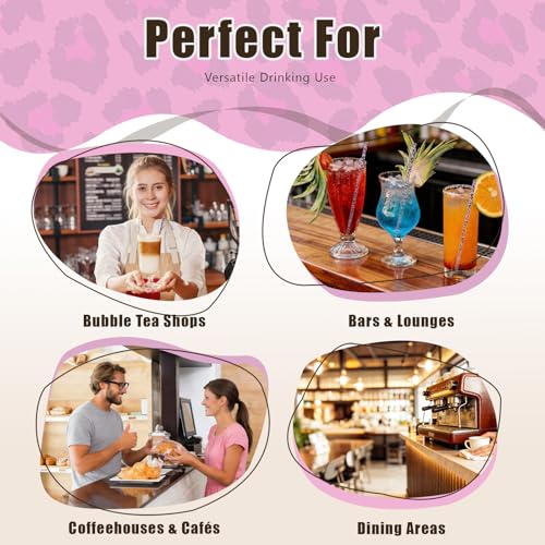 30 Pcs Reusable Purple Leopard Print Straws Cheetah Print Plastic Drinking Straws with 2 Cleaning Brushes for Fun Animal Print Party Favors Birthday Party Supplies - color: Purple