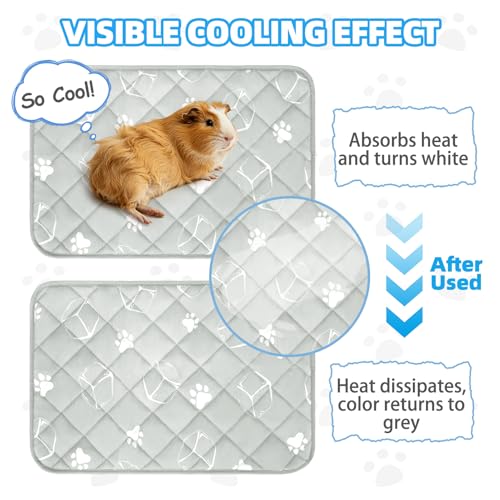 Homimp Summer Cooling Mat for Small Animals, 8PCS Guinea Pig Cage Liner Hamster Pee Pad, Washable Rabbit Cool Pad, Breathable Bed Blanket for Bunny Hedgehog, Keep Cooling for Pets, Grey 16"X 24" - size: 16"x24" (2 Pack)