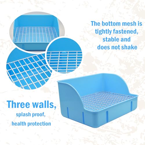 12Pcs Rabbit Litter Box for Cage, Bunny Potty Trainer Corner Guinea Pig Plastic Square Grate Toilet, Pet Bedding Litter Box for Small Animal Ferret Hamster Hedgehog (Blue) - color: 【Blue】