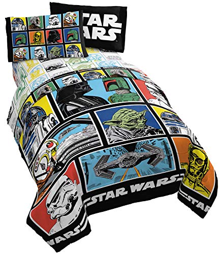 Star Wars Twin Comforter Set 4 Piece Soft Bedding for Boys, Multi | Darth Vader, Bed in a Bag, Comforter Sheets Pillowcase, Official Product, Soft Microfiber, Machine Washable, Boys Gift - color: Multi - Star Wars, size: Twin