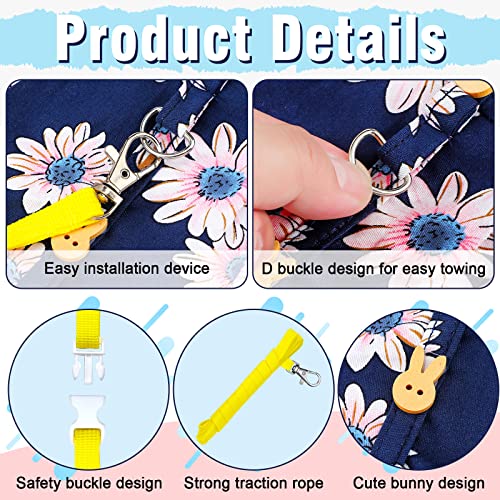 Weewooday 3 Sets Rabbit Bunny Harness and Leash Gift, Cute Bunny Clothes for Rabbits Dress Costume Walking Harness Escape Proof Pet Supply for Hedgehog Ferret Squirrel(Pink Flower, Blue Flower, Daisy)