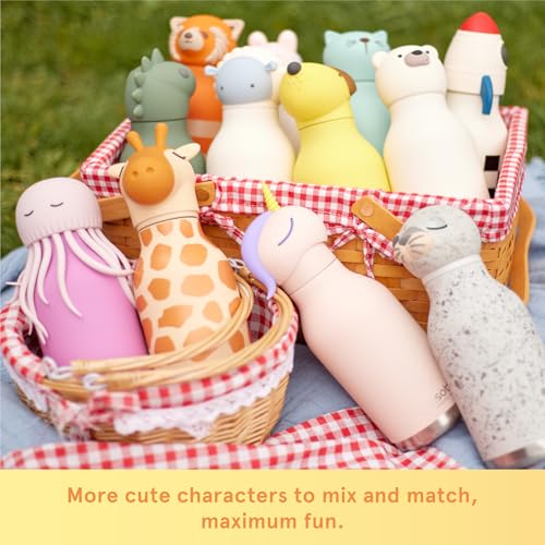 asobu Bestie Bottle Limited Edition Collectible Water Bottle with Animal Character Lid 16oz (460ml) Insulated Stainless Steel, Leakproof, Reusable with Straw Fun Gift for Girls & Boys - color: MOCHI THE CAPYBARA