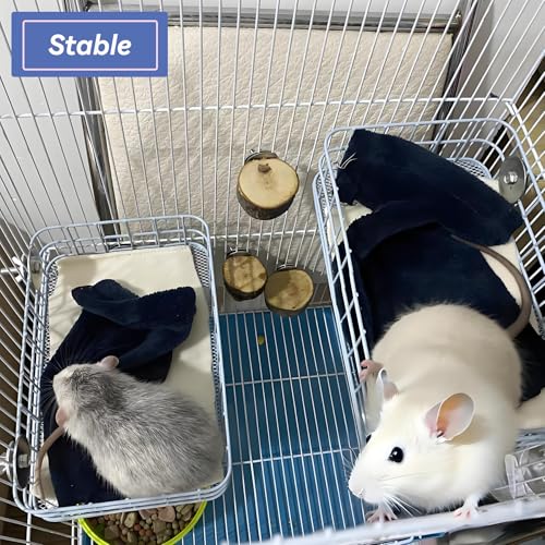 JSLZF Rat Bed, Cage Platform Accessories, Metal Ferret Hammock with Mat, Chew Proof Hanging Squirrel Ledge, Small Animal Habitat for Hamster, Sugar Glider, Blue