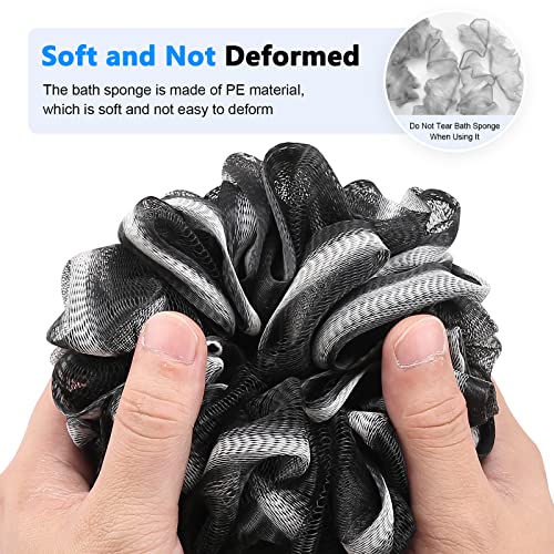 FORENEE Black Loofah on a Stick, PE Mesh Back Scrubber, Long Wood Handle | Soft PE mesh creates rich lather for gentle cleansing; coated long wood handle, non-slip rubber grip and hanging loop - style: Black（Long Handle）