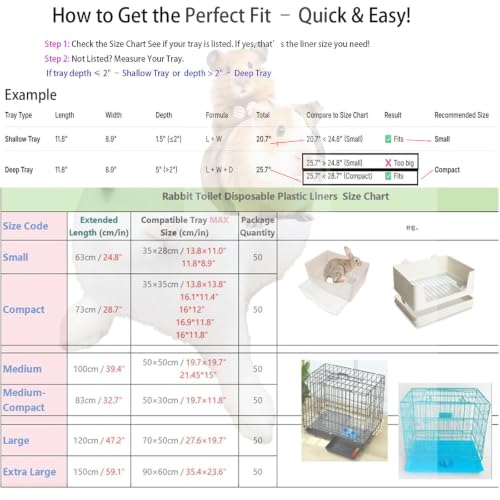 50 Pcs Disposable Rabbit Cage Liner Quick Cleanup Litter Box Liners Bags | Leak-Proof Toilet Plastic Film, Elastic Pocket Mouth for Small Animals Guinea Pig Bird Bunny Potty Bedding Stuff - size: Medium-Compact