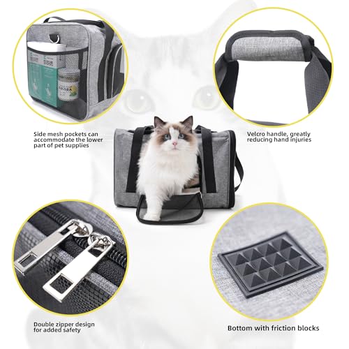 ROYPET Cat Carrier,Portable Pet Carrier Bag for Cats and Small Dogs,Foldable Soft-Sided and Scratch-Proof mesh Cat Bag Pet Carriers,Airline Approved Pet Carrier,Pet Travel Carrier Up to 15 Lbs,Grey - color: Grey
