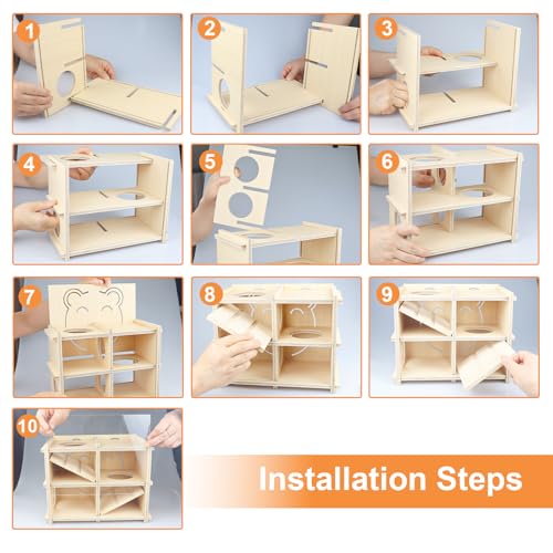Hamster Toy Adventure Box,Multi Chamber Viewable Hamster House with Tunnel Meets The Nature of All Kinds and Sizes of Hamsters Rats Small pet Rodents(S)