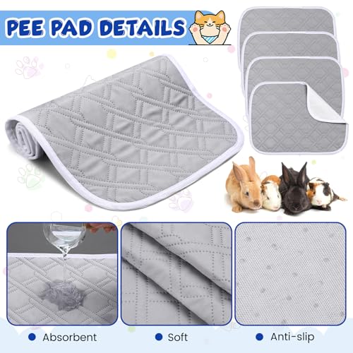 16 Pcs Guinea Pig Cage Liners Bulk 12 x 16 Inch Washable Guinea Pig Pee Pads Waterproof Reusable Anti Slip Rat Bedding Fast Absorbent Pee Pad for Small Animals Rabbit Hamster Rat
