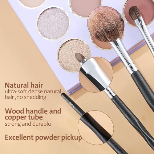 ENERGY Eye Makeup Brush Set 4PCS Professional Eyeshadow Blending Brushes Kit for Eyes Liquid Cream Powder Makeup Up Soft Fluffy Natural Goat Hair for Shader,Smudge,Crease Applicator with Travel Cover - style: Essential Black-4pcs