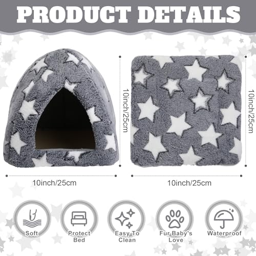10" x 10" Guinea Pig Hideout Bed Self Warming Pet Mat with Star | Warm Cave Accessory for Bunny Chinchilla Hedgehog Ferret, Soft Nest Provides Private Resting Space for Small Animals - size: 10 x 10"