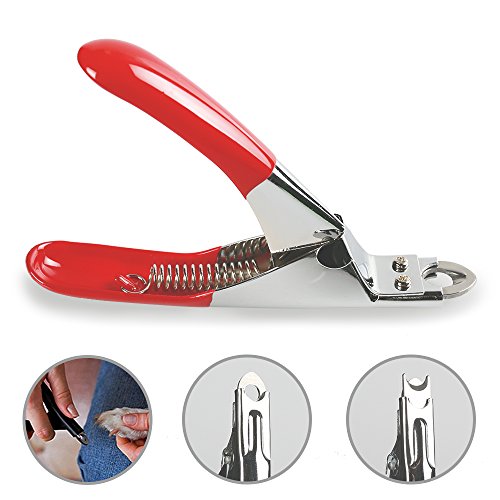 Dog Cat Pets Nail Clippers, Professional Pets Claw Trimmer with Free Nail File, Sharp Stainless Steel Blade, Sturdy Non Slip Handles - for Safe, Professional at Home Grooming - color: Red