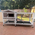 Outdoor Rabbit Hutch Indoor Bunny on Wheels Large Guinea Pig Cage with Run for Any Small Animals,Removable Pull Out Tray White - color: Brown and White