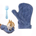 1Pcs Bite-resistant Gloves Adjustable Hamster Bite Proof Glove and Grooming Brush Set Soft Cleansing Brush Massage Combs, Guinea Pig Brush, Hamster Care Set for Hamsters, Ferrets, Hedgehog (Blue)