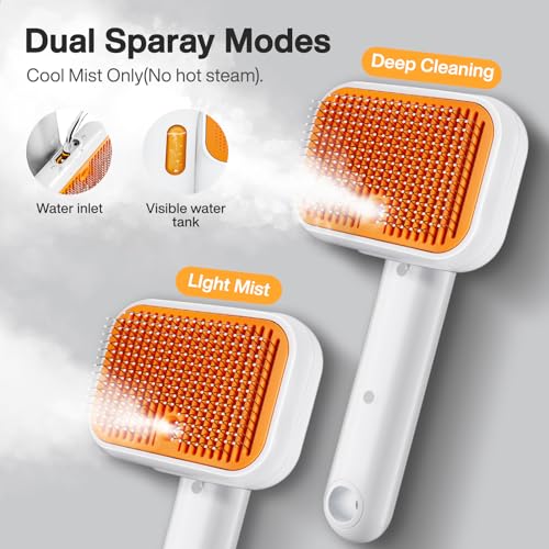 Dog Brush for Shedding & Cat Brush for Indoor Cats: 3-in-1 Cool Mist Spray Groomer – Self-Cleaning & Waterproof – Effortless Detangling, Deshedding & Bathing for Long/Short Haired or Water-Averse Pets