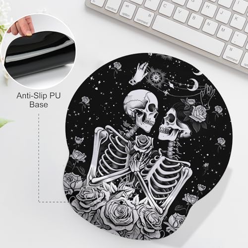 Skeleton Lover Mouse Pad with Gel Wrist Support, Smooth Surface Ergonomic Mouse pad, Non-Slip Pain Relief Desk Mat for Gaming, Work & Office Desktop - color: Skeleton Lover