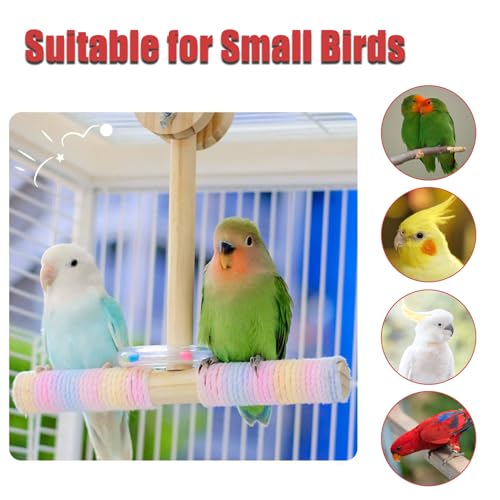 Bird Swing for Cage,Rust Sound Interactive Hanging Bird Toy Perch,Wooden Exercise Cockatiel Toys,Bird Cage Accessories Perch,Parrot Perch Stand for Conure,Budgie,Cockatiel,Lovebird,Canary,Finch - color: Perch