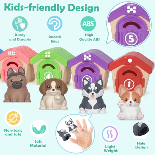 Learning Toys for Toddlers 1 2 3 Year Old Toddlers, 20Pcs Puppy Finger Puppets for Kids, Montessori Counting, Matching & Sorting Toy, Christmas Birthday Gifts for Baby Boys Girls Age 12-18 Months - style: PUPPY