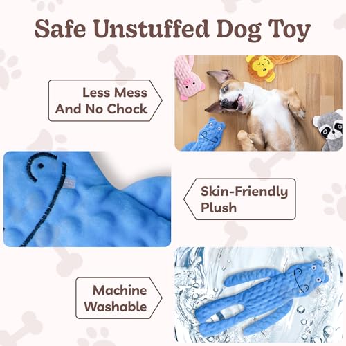 SHARLOVY No Stuffing Dog Toys 5 Pack, Crinkle Interactive Dogs Toy for Boredom, Puppy Toys for Teething to Keep Them Busy, Cute Squeaky Dogs Toy for Small, Medium, and Large Breed | Puppy Toys for Teething to Keep Them Busy, Cute Squeaky Dogs Toy for Smal