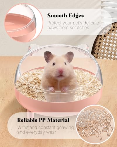 Pawfly Hamster Sand Bath Container, Hamster Sand Bath Box, Hamster Bathtub, Hamster Bathroom, Hamster Toilet, Plastic Dust Bath for Dwarf Hamsters, Syrian Hamsters, Mice, Gerbils & Small Animal, Pink - color: Pink
