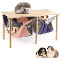 Guinea Pig Hammock,Double Ferret Rat Hammock with Stand,2PCS Hanging Soft Small Animal Toys Sleeping Bed with Durable Wooden Stand for Chinchilla Bunny Hiding and Playing