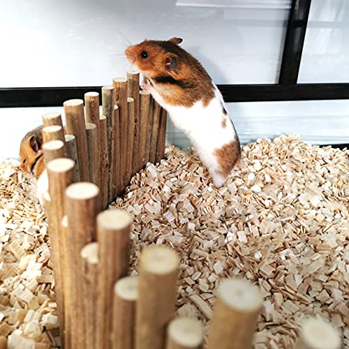 Hamster Wooden Bridge, Wood Ladder Hamster Fence Hideout Cage Bedding Climbing Toys for Syrian Hamsters Gerbil Small Animals (30CM Fence) - size: 30CM Fence