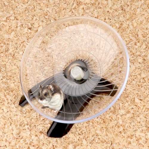 Silent Hamster Exercise Running Wheel Flying Saucer, Black | Non-slip surface, smooth & quiet spinning, durable plastic, encourages healthy exercise, for dwarf hamsters/mice/gerbils - color: Black