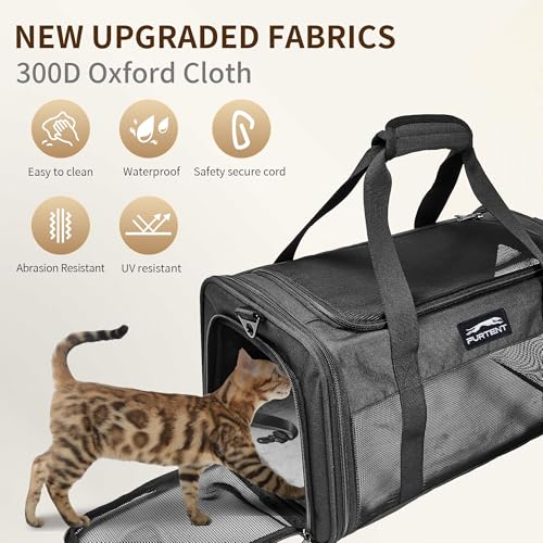 Pet Carrier Airline Approved, Soft Sided Cat Carrier for Small Pets up to 13 lbs, TSA Approved Dog Travel Bag, Portable Soft Sided Pet Carrier for Kittens and Puppies (Black, Travel Litter Box) - color: Black