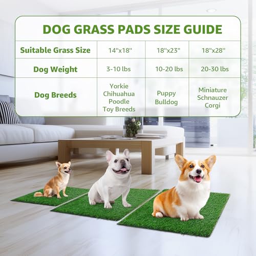 LOOBANI Dog Grass Pee Pads, 2 Pack Artificial Grass for Potty Tray, 14x18in | Replacement Turf, Pet-Friendly, Easy to Clean, Washable, Fake Grass Mat for Puppy to Pee on, Outdoor Indoor Pee Grass Patch - size: 14*18 inch