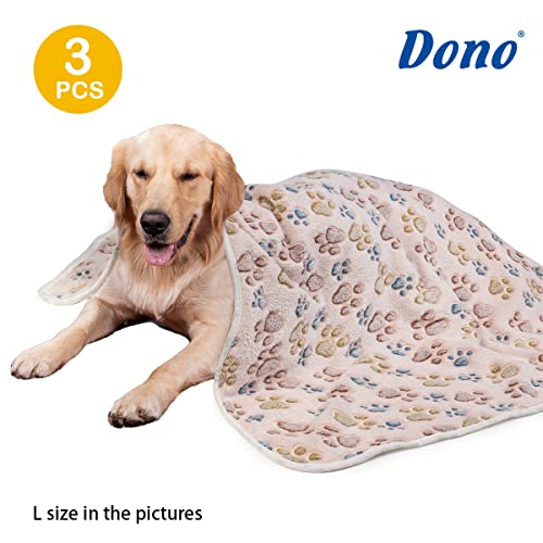 Dono 1 Pack 3 Dog Blankets, Soft Fluffy Fleece Pet Blanket Warm Sleep Mat Paw Print Design Puppy Kitten Throw Blankets Doggy Blanket for Dogs - color: Nude/Gray/Blue, size: Large(41*31")