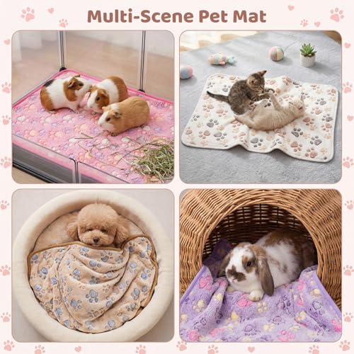 8 Pcs Guinea Pig Cage Liners Washable Fleece Pads 24 x 16 Inches | Reversible Bunny Scratch Pads and Cage Floor Mats, Designed as Enrichment Toys for Indoor Rabbits to Scratch, Rest and Play